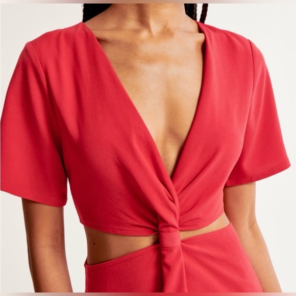 Abercrombie & Fitch Knotted Cutout Midi Dress XS NWT - Picture 2 of 9